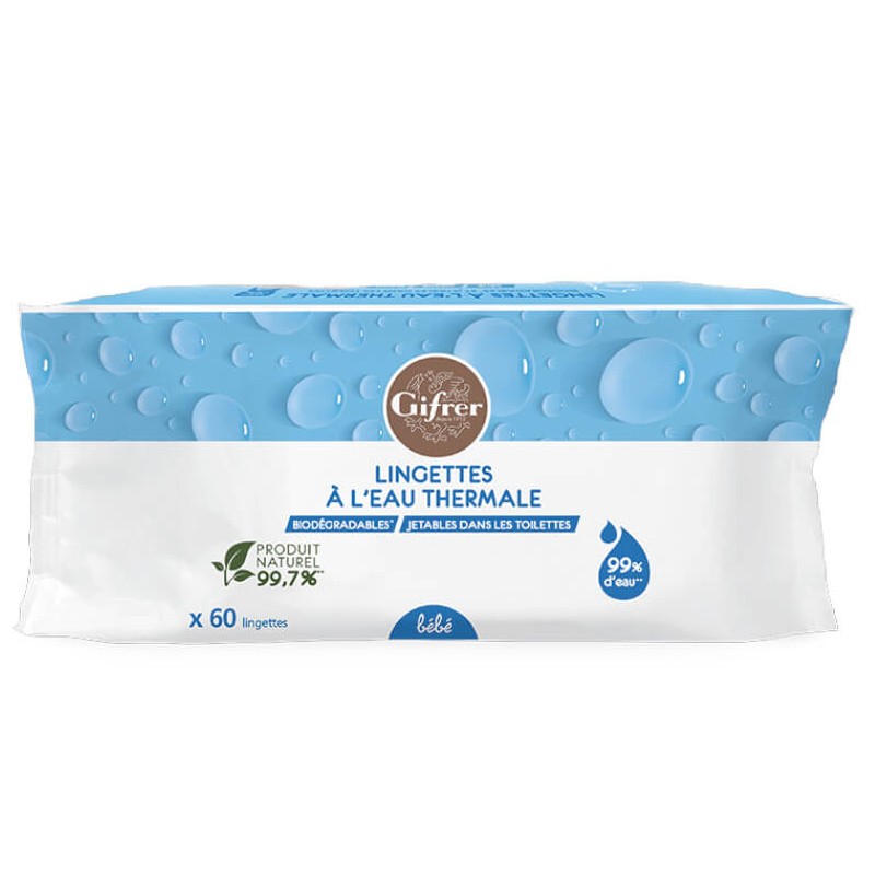 Biodegradable wipes with thermal water from Auvergne and in