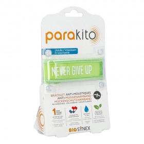 Parakito bracelet vert "Never give up" anti-moustiques rechargeable