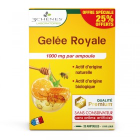 Royal jelly 1000 mg ampoules LES 3 CHENES +25% FREE