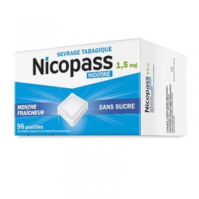 Nicopass 1.5 mg sans sucre goût menthe fraîcheur - 96 pastilles