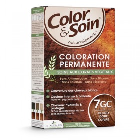 Permanent hair dye 7GC golden copper blond Color&Soin LES 3 CHENES