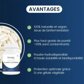 N-Acétyl-Cystéine pure 600mg 60 gélules DYNVEO