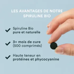 Spiruline BIO titrée 16% 500 comprimés NOVOMA