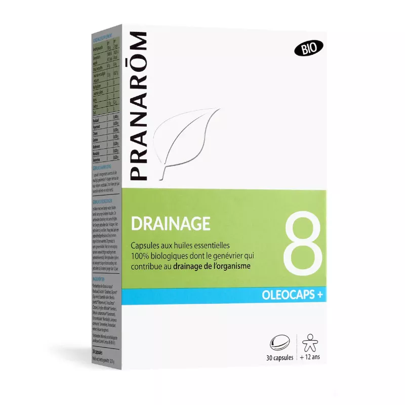 Herboristerie Oleocaps 8 BIO Drainage 30 capsules PRANAROM de Herboristerie Oleocaps 8 BIO Drainage 30 capsules PRANAROM de