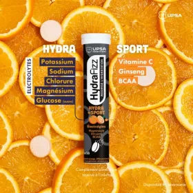 HydraFizz : HYRA + SPORT goût orange - 16 comprimés effervescents